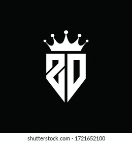 Estilo de emblema monograma del logotipo ZD con plantilla de diseño de forma de corona