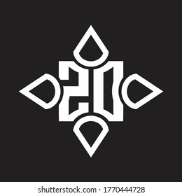 Monograma del logotipo ZD con cuatro cono redondeado por la plantilla de diseño de forma
