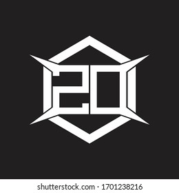 Monograma de logotipo ZD con hexágono y plantilla de diseño de forma de cuatro ejes