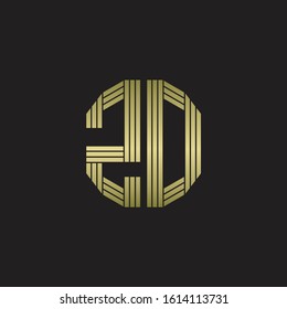 ZD Logo monogram outline style linked isolated with gold colors