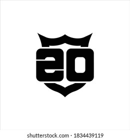 Monograma del logotipo ZD con el escudo alrededor de la plantilla de diseño de la forma de la corona sobre fondo blanco