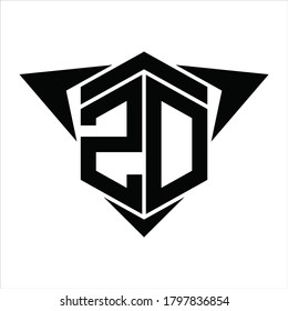 ZD Logo monogram with wings arrow around design template on white background