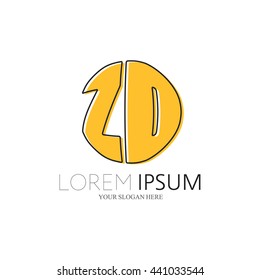 ZD Logo. Vector Graphic Sphere Branding Letter Element. White Background