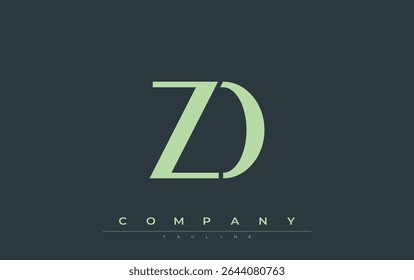 ZD Modern Initials Logo Design. Logotipo de marca com iniciais estilizadas apresentando design arrojado e estética moderna. Ideal para profissionais de marca de negócios ou projetos criativos com foco em minimalista