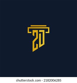 ZD monogram initial logo for lawfirm with pillar design