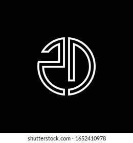 ZD monogram logo circle ribbon style outline design template