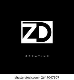 ZD Negative Space Monogram – Minimalist Black and White Letter mark Logo for Creative Branding, Fashion Identity and Modern Design Concepts
