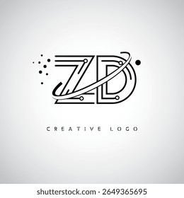 ZD Orbit Monogram Logo - Futuristic Minimal Letter mark with Circular Line Art, Tech-Inspired Dots and Space Motion Concept for Modern Branding Identity (Logotipo de Monograma de Órbita ZD - Marca de Letra Mínima Futurista com Linha de Arte Circular, Pontos Inspirados na Tecnologia e Conceito de Movimento Espacial para Identidade de Marca Moderna)
