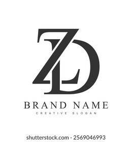 ZD trendy logotype template. Initial letter z and d classic font style. Creative logo for company name or identity. Vector illustration.