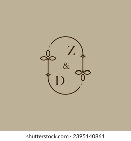 ZD wedding initial logo in high quality professional design that will print well across any print media