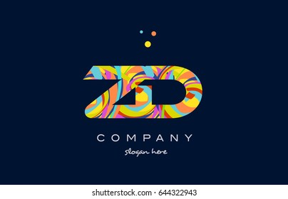 zd z d alphabet letter logo colors colorful rainbow acrylic font creative text dots company vector icon design template