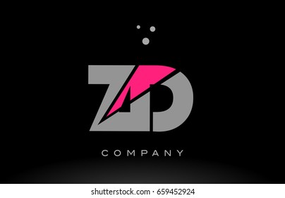 zd z d alphabet letter logo pink grey black creative company vector icon design template