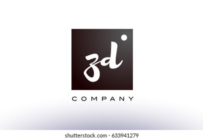 ZD Z D black white handwritten handwriting alphabet company letter logo square design template dot dots creative abstract