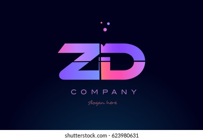 zd z d creative color blue background pink purple blue magenta alphabet letter company logo vector icon design
