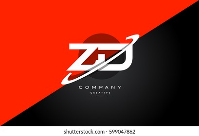 zd z d  red black white technology swoosh alphabet company letter logo design vector icon template 