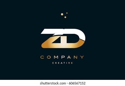 zd z d  white yellow gold golden metal metallic luxury alphabet company letter logo design vector icon template