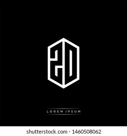 ZD ZO Logo Line Monogram with Negative Space with Black and White Colors