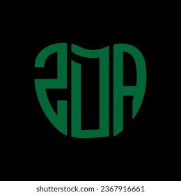 Diseño creativo del logo de la carta ZDA. Diseño único ZDA.
