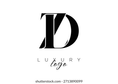 ZD,zd  Serif Letter Monogram Typography Logo for Elegant Premium Branding Identity