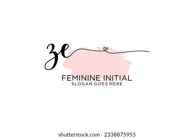 ZE beauty monogram and elegant logo design handwriting logo of initial signature, wedding, fashion, floral and botanical with creative template.