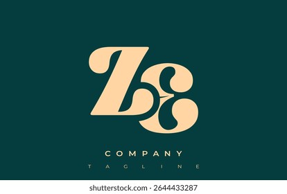 ZE Creative Abstract Typografy Logo Design. Elegantes Logo, das mutige Typografie und kreative Formen kombiniert, ideal für Branding- und Identitätslösungen.