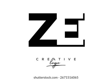 ZE Creative Minimalist Negative Space Latter Logo con monograma moderno para marca y logotipo de marca comercial con letras iniciales Diseño de logotipos para marca.