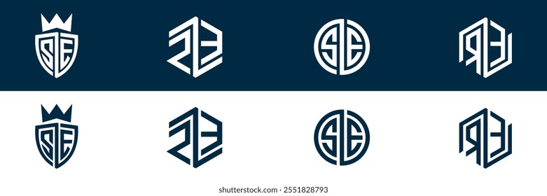 Diseño del conjunto de logotipos de la letra ZE EZ