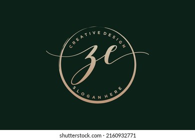 ZE Handschrift Logo mit Kreis Vorlage Vektorsignatur, Hochzeit, Mode, Blumen und botanisch mit kreativen Vorlage.
