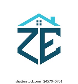 ZE House Logo Design Template. Letter ZE Logo for Real Estate, Construction or any House Related Business