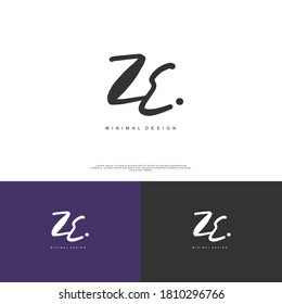 ZE Initial handwriting or handwritten logo for identity. Logo with signature and hand drawn style.