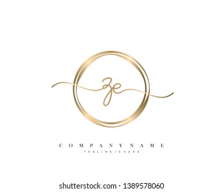 ZE initial handwriting logo template vector