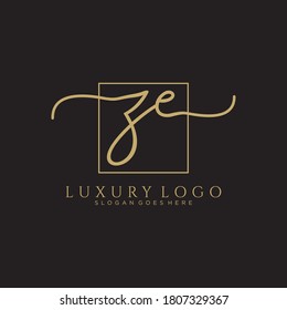 ZE Initial handwriting logo template vector