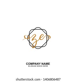 ZE Initial handwriting logo vector