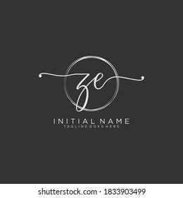 ZE Initial handwriting logo vector