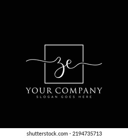 ZE Initial handwriting minimalist logo vector