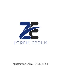 ze initial letter uppercase logo blue and black