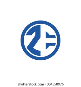 ZE initial letters circle business logo blue