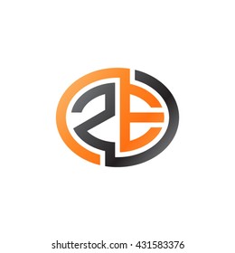 ZE initial letters looping linked ellipse logo orange black