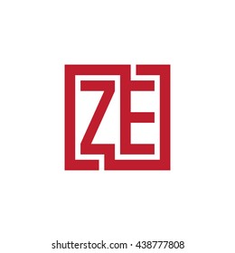 ZE initial letters looping linked square logo red