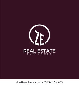 ZE initial monogram building logo for real estate with creative circle style design