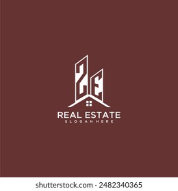 ZE initial monogram building and roof logo for real estate