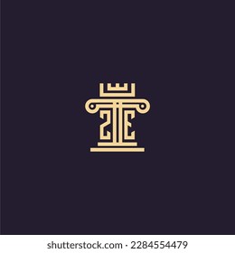 ZE erstes Monogramm-Logo für Anwaltskanzlei mit Säulenbilddesign