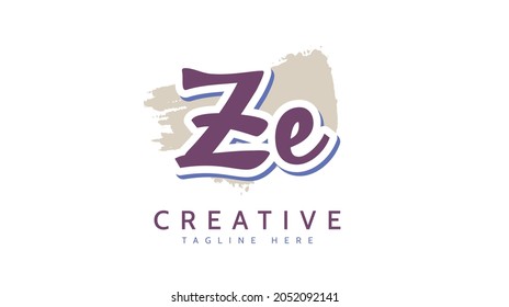 ZE Initials, handwriting logo vector