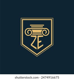 ZE Initials Law Firm Logo Lawyer logo with creative law element