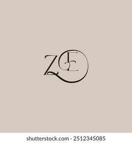 ZE letter elegant and luxury style dinamyc curvy initial concept monogram wedding logo