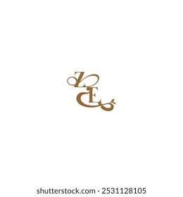 ZE letter initial leaf line modern organic logo monogram wedding concept