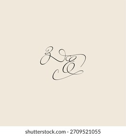 Logotipo elegante del concepto del monograma de la curva del estilo minimalista del diseño real inicial de la letra de ZE