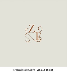 ZE letter initial with thin line contemporary modern curvy monogram wedding style logo concept