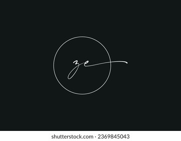Logo-Design mit ZE-Buchstaben und Monogramm-Logo