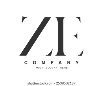 Diseño del logotipo de ZE. Estilo inicial de letra z y e serif. Tipografía de nombre de empresa clásica creativa. Logotipo o identidad de moda. Ilustración vectorial.